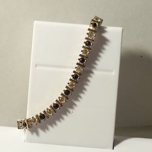 Vintage Bracelet  Silver Tone white/Black Crystal's